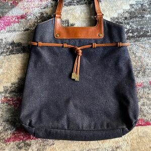 ***SOLD*** Vintage Ralph Lauren denim and leather shopper tote